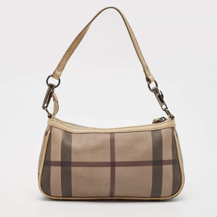 Pre Owned Burberry Beige Smoked Check PVC Small Aston Shoulder Bag