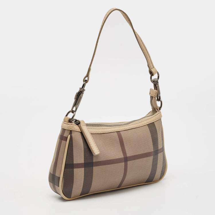 Pre Owned Burberry Beige Smoked Check PVC Small Aston Shoulder Bag