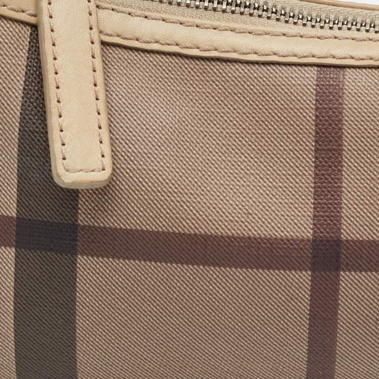 Pre Owned Burberry Beige Smoked Check PVC Small Aston Shoulder Bag