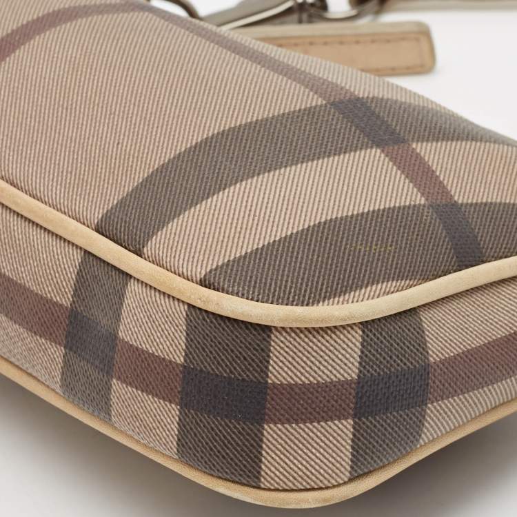 Pre Owned Burberry Beige Smoked Check PVC Small Aston Shoulder Bag