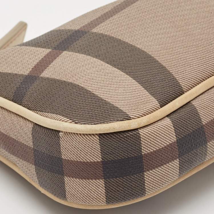 Pre Owned Burberry Beige Smoked Check PVC Small Aston Shoulder Bag