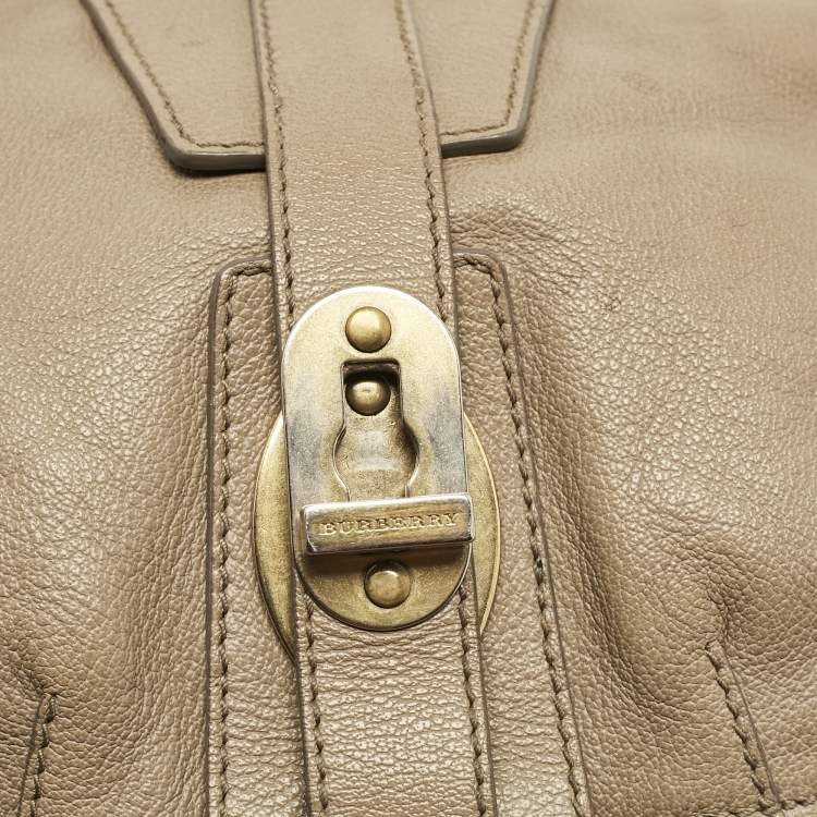 Pre Owned Burberry Beige Leather Bartow Shoulder Bag