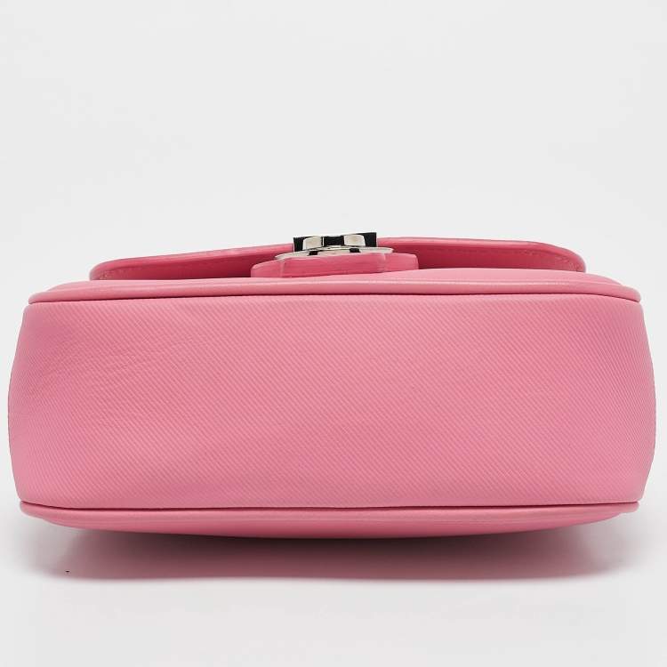 Pre Owned Burberry Dark Pink Leather Mini DK88 Top Handle Bag