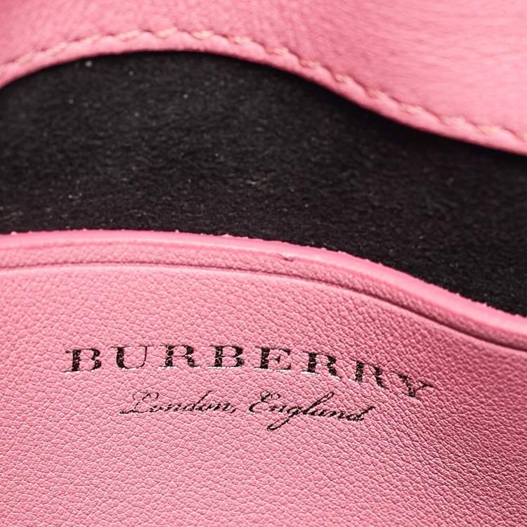 Pre Owned Burberry Dark Pink Leather Mini DK88 Top Handle Bag