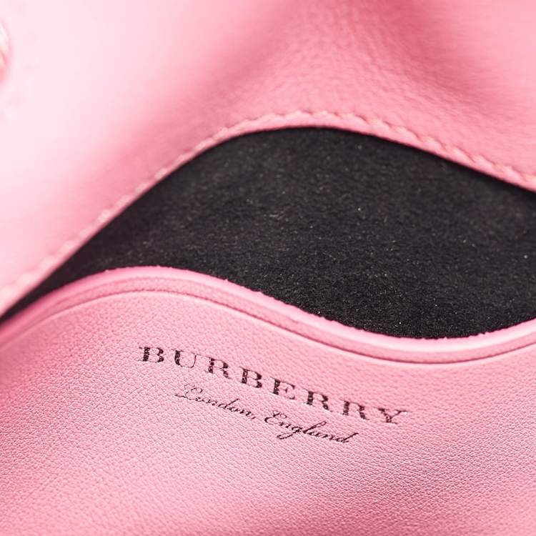 Pre Owned Burberry Dark Pink Leather Mini DK88 Top Handle Bag
