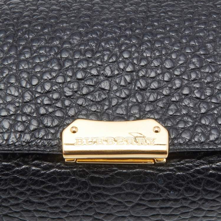 Pre Owned Burberry Black Pebbled Leather Mildenhall Shoulder Bag