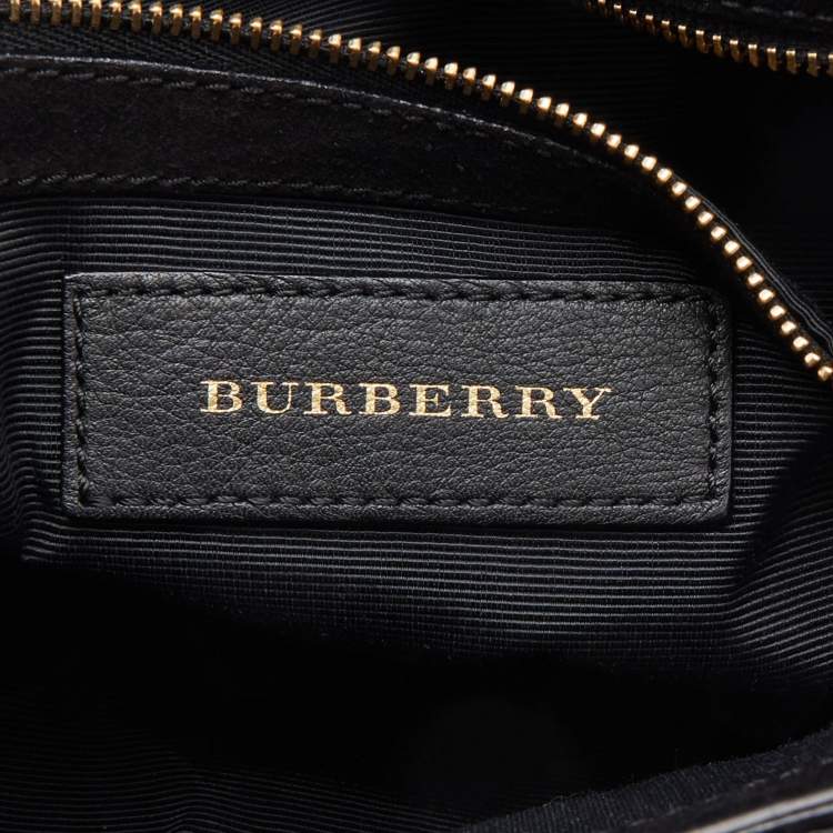 Pre Owned Burberry Black Pebbled Leather Mildenhall Shoulder Bag