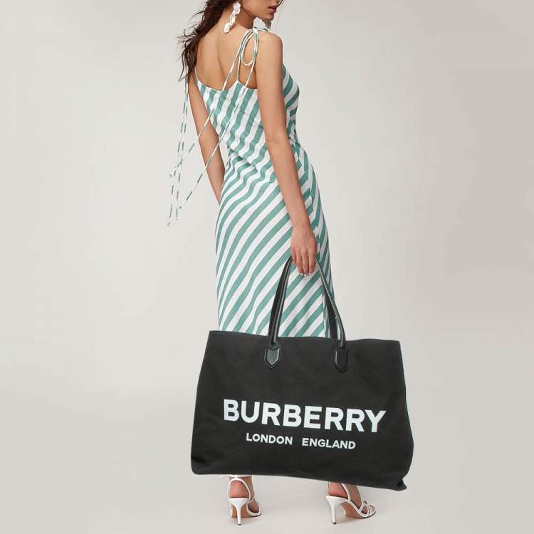 Pre Owned Burberry Black Canvas Lewes Tote