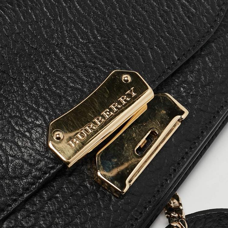 Pre Owned Burberry Black Leather Madison Wallet on Chain
