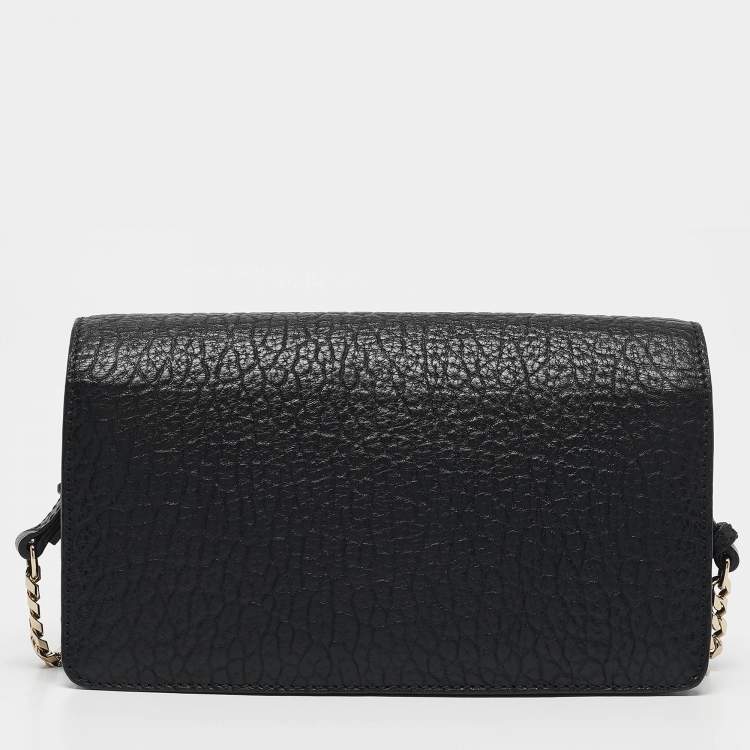Pre Owned Burberry Black Leather Madison Wallet on Chain