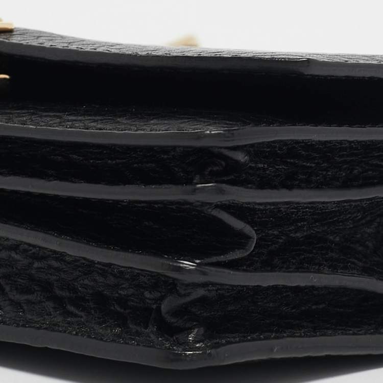 Pre Owned Burberry Black Leather Madison Wallet on Chain