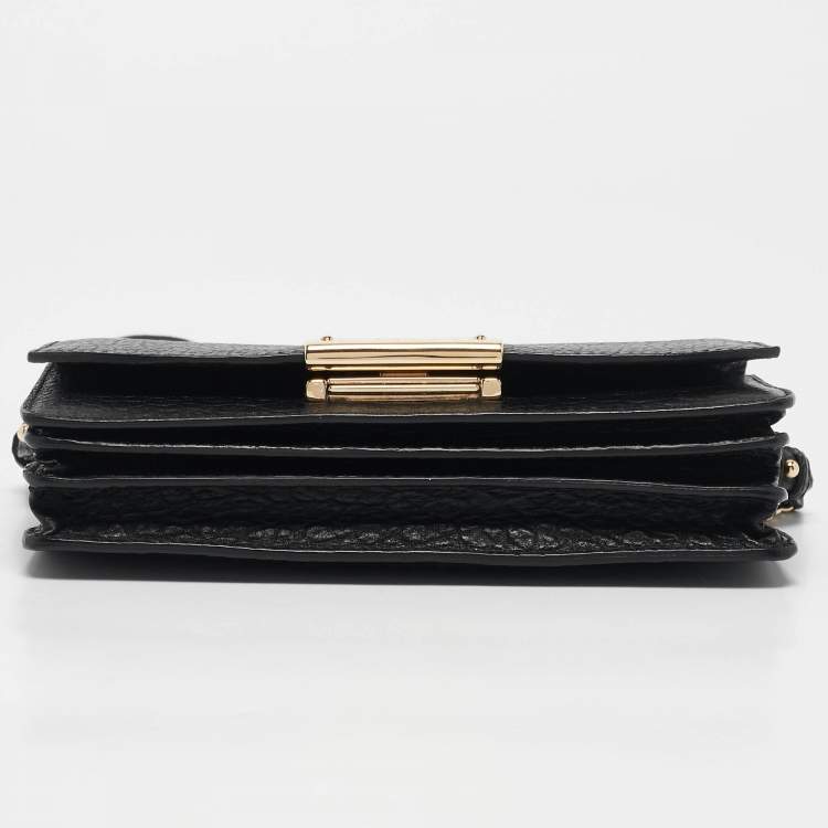 Pre Owned Burberry Black Leather Madison Wallet on Chain