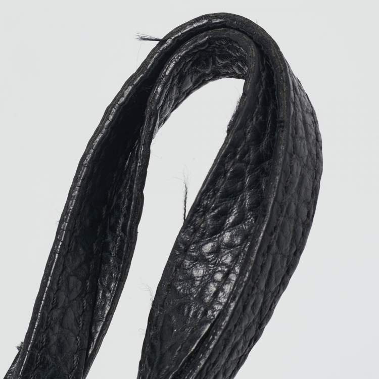 Pre Owned Burberry Black Embossed Check Leather Canterbury Tote