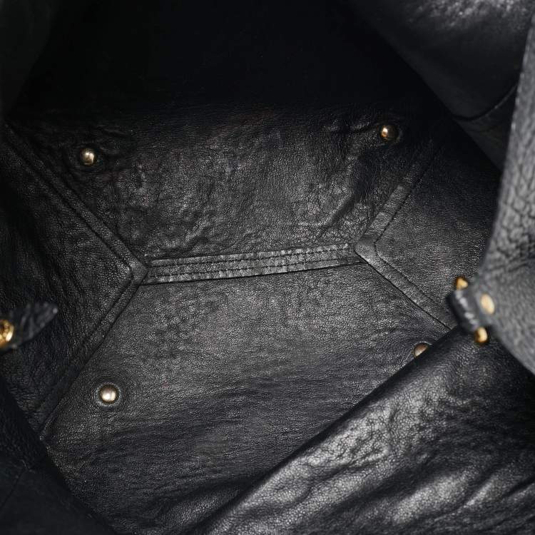 Pre Owned Burberry Black Embossed Check Leather Canterbury Tote