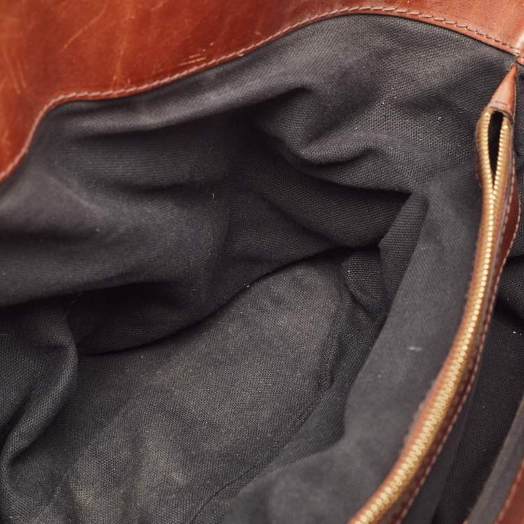 Pre Owned Burberry Brown/Beige House Check Canvas and Leather Medium Bridle Lynher Tote