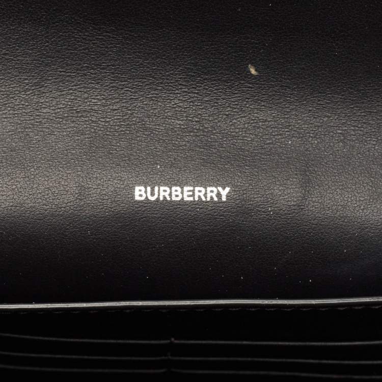 Pre Owned Burberry Malt Brown Vintage Check PVC Hannah Wallet On Strap
