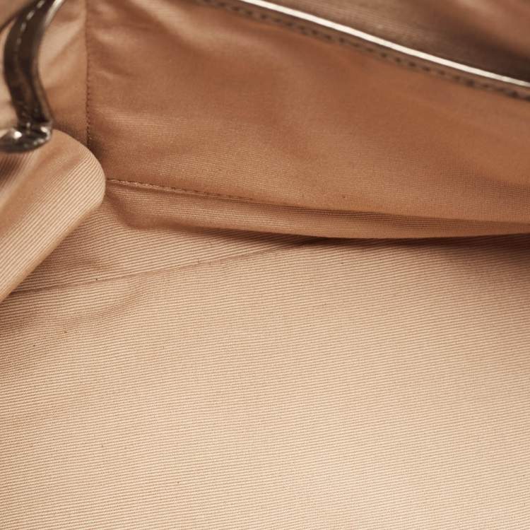 Pre Owned Burberry Metallic/Beige Supernova Check PVC and Patent Leather Nickie Tote