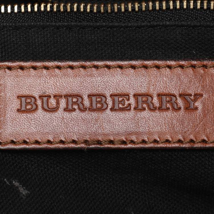 Pre Owned Burberry Brown Ochre House Check Fabric Medium Sactorial Alchester Bowler Bag