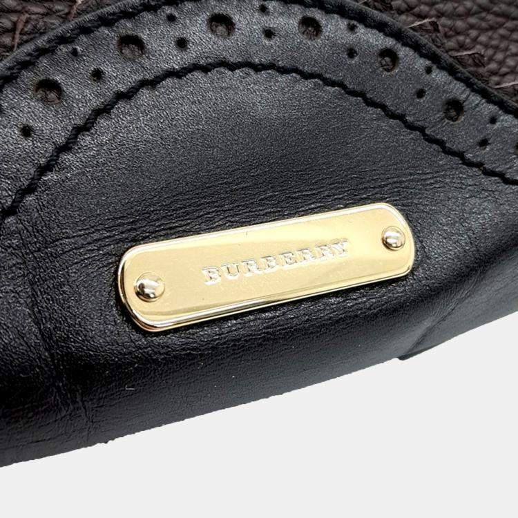 Pre Owned Burberry Black Brown Leather tote Bag