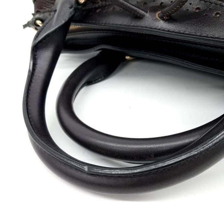 Pre Owned Burberry Black Brown Leather tote Bag
