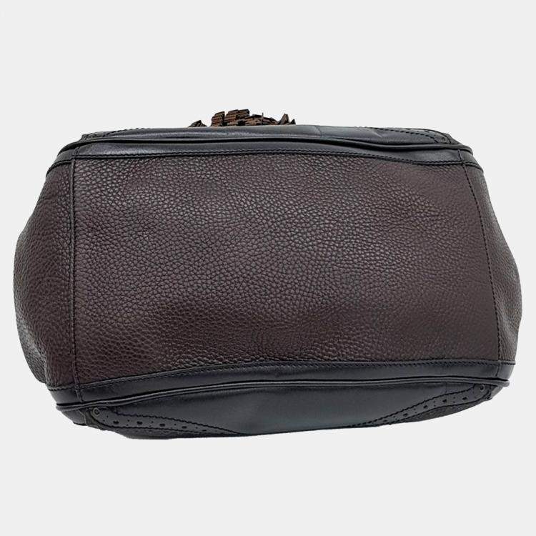 Pre Owned Burberry Black Brown Leather tote Bag