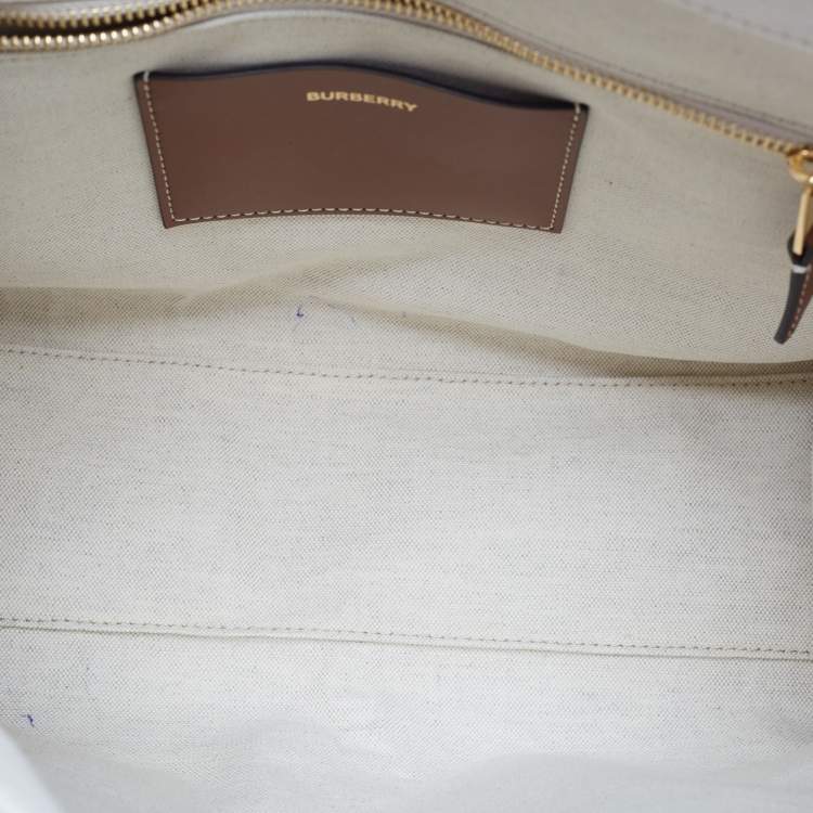 Pre Owned Burberry Beige/Brown Canvas And Leather Small Freya Tote