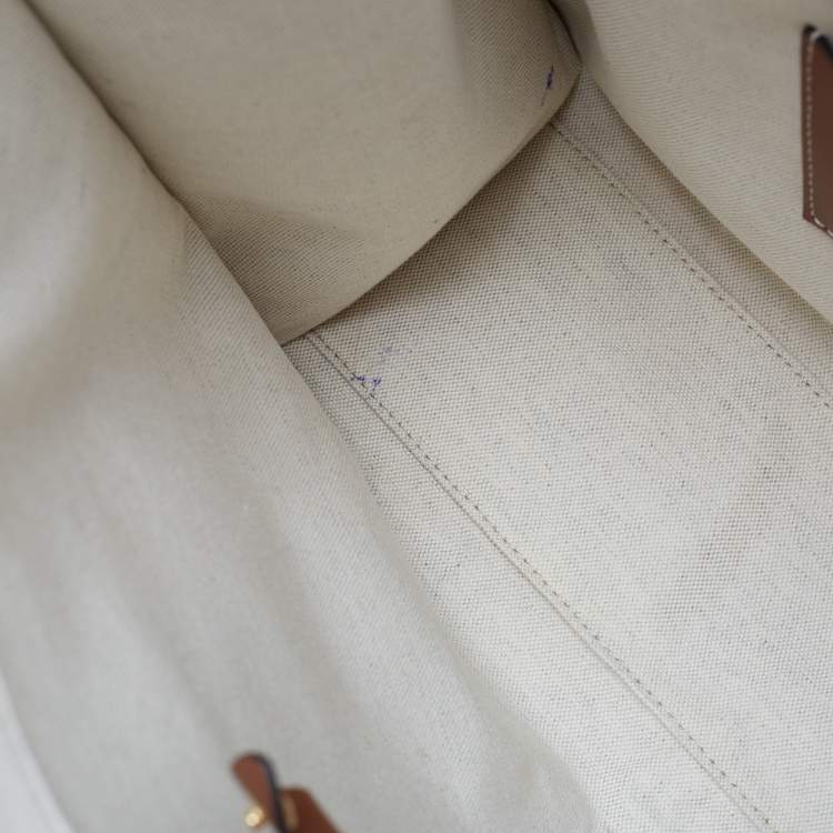 Pre Owned Burberry Beige/Brown Canvas And Leather Small Freya Tote