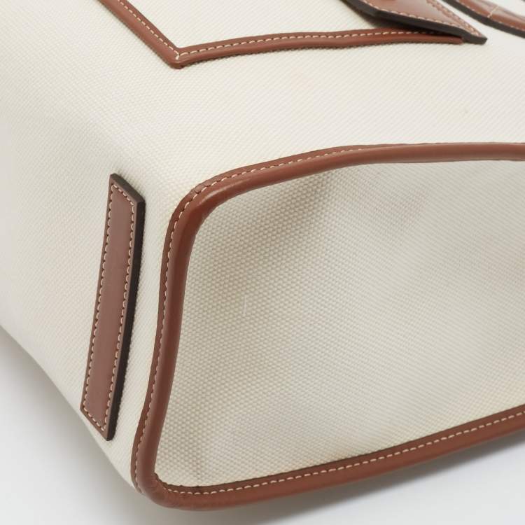 Pre Owned Burberry Beige/Brown Canvas And Leather Small Freya Tote