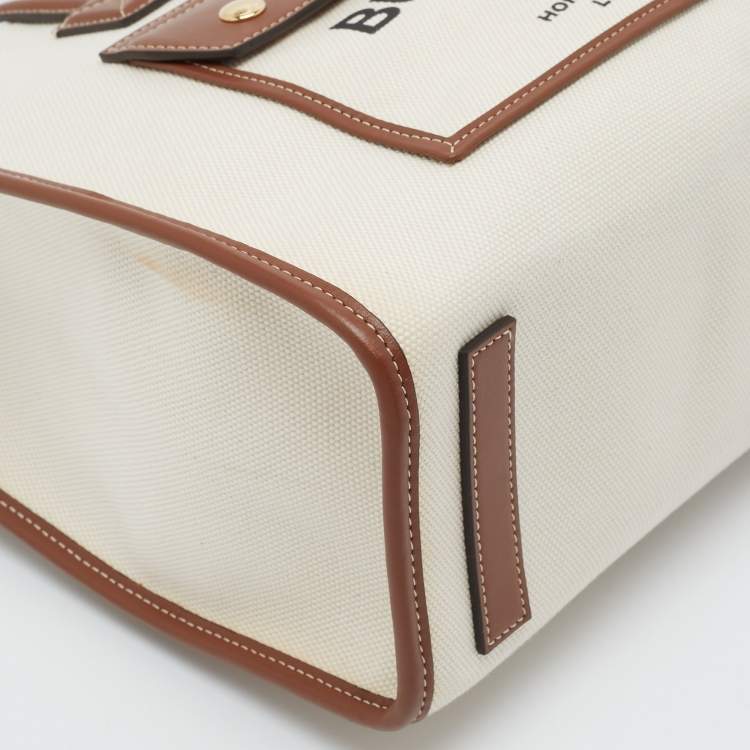 Pre Owned Burberry Beige/Brown Canvas And Leather Small Freya Tote