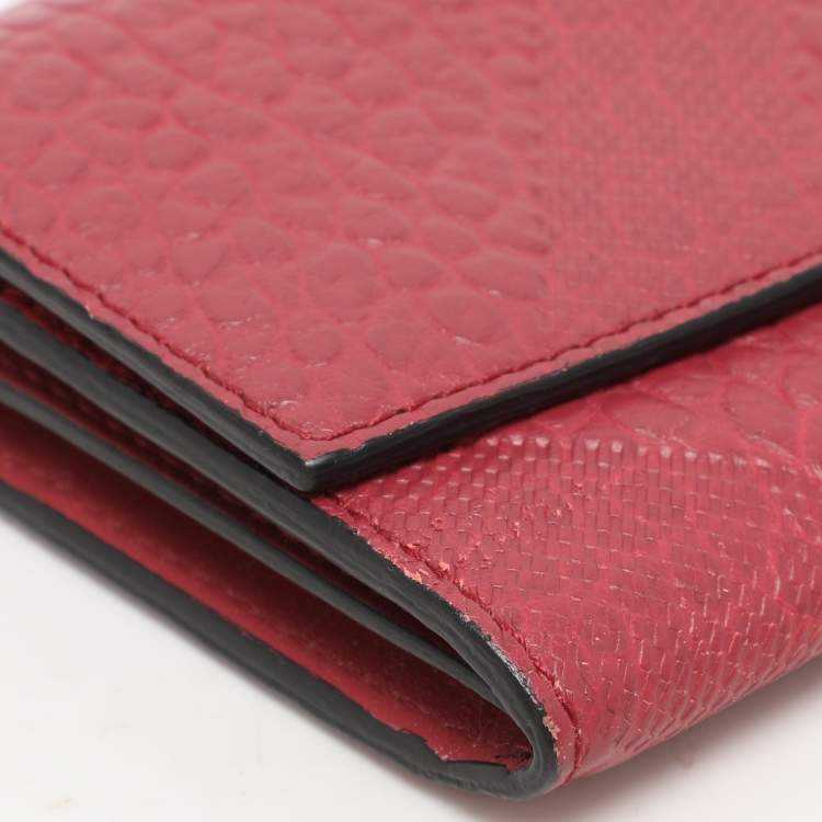 Pre Owned Burberry Red Check Embossed Leather Porter Continental Wallet