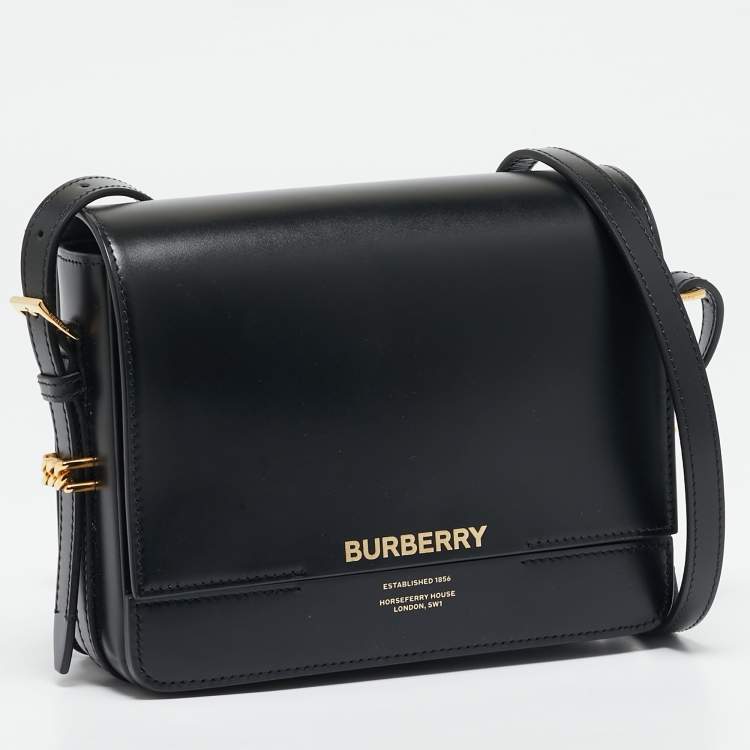 Pre Owned Burberry Black Smooth Leather Small Grace Crossbody Bag