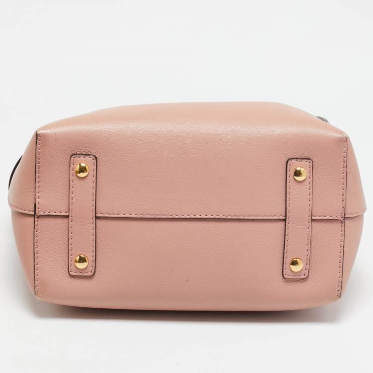 Pre Owned Burberry Old Rose Leather Small Belt Tote