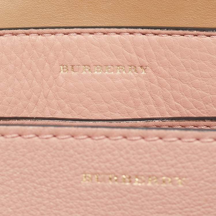 Pre Owned Burberry Old Rose Leather Small Belt Tote