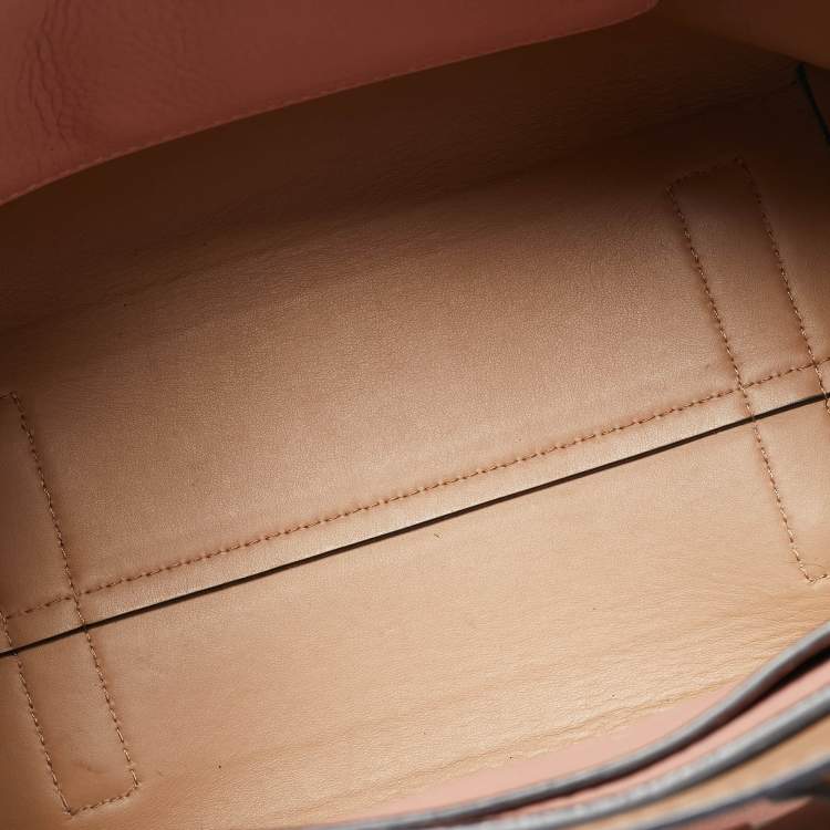 Pre Owned Burberry Old Rose Leather Small Belt Tote