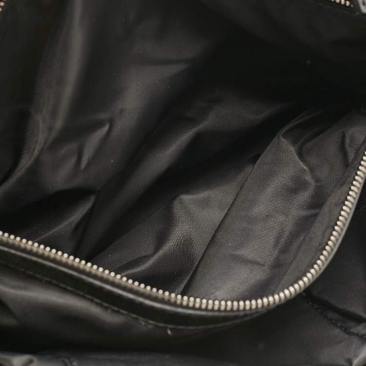 Pre Owned Burberry Black/Grey Check Quilted Nylon and Patent Leather Healy Tote