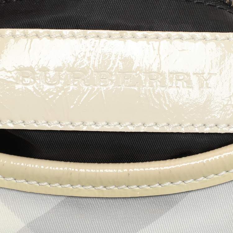 Pre Owned Burberry Grey/Yellow Nova Check Nylon and Patent Leather Brooklyn Hobo