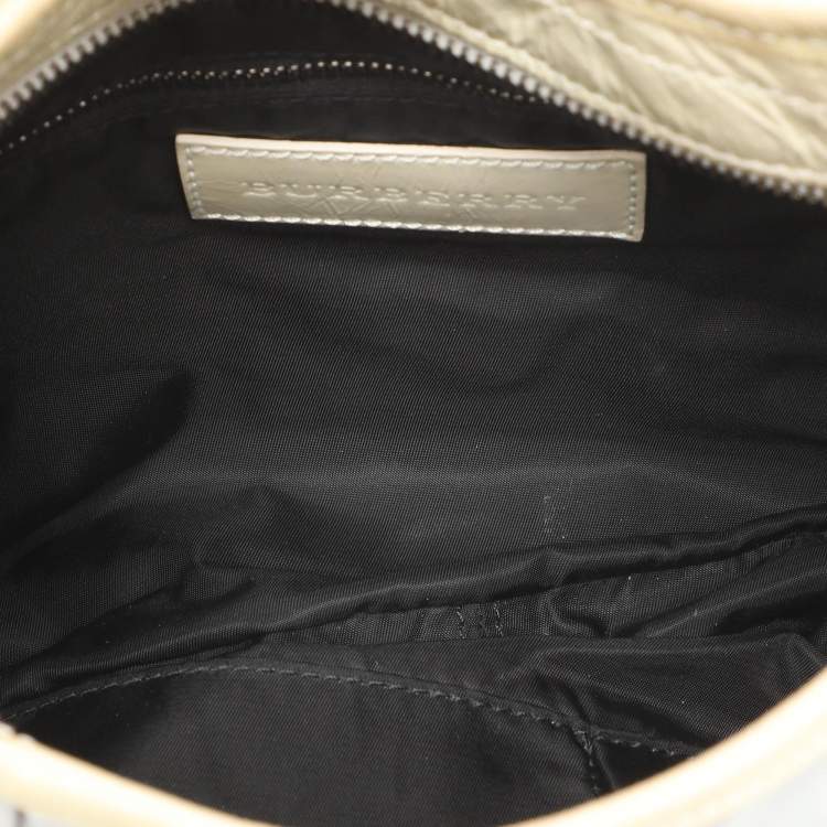 Pre Owned Burberry Grey/Yellow Nova Check Nylon and Patent Leather Brooklyn Hobo
