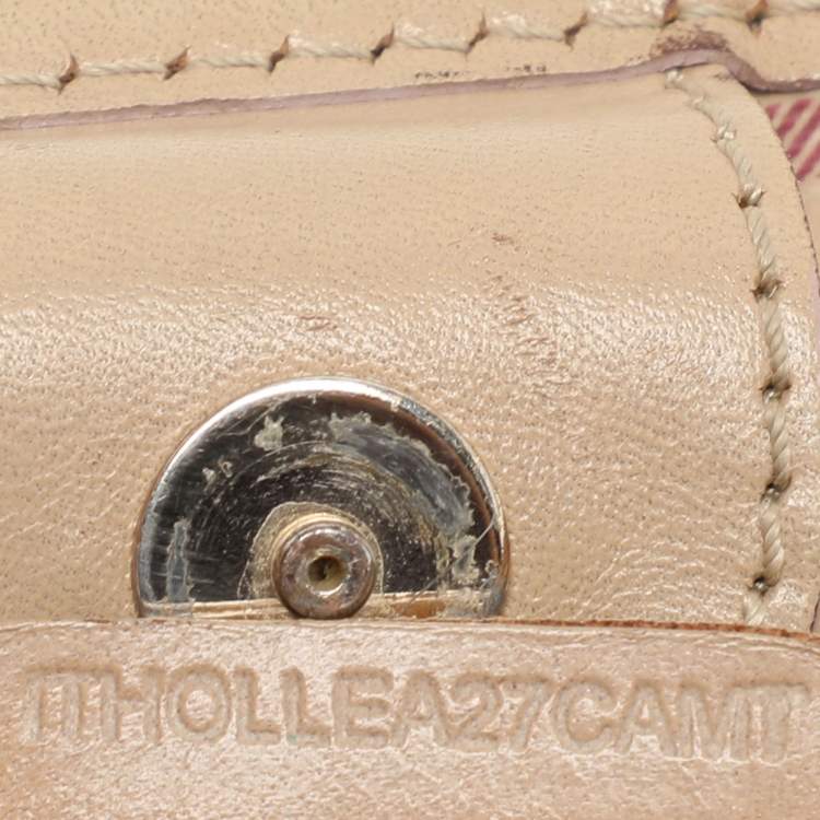 Pre Owned Burberry Beige Haymarket Coated Canvas and Leather Canterbury Tote