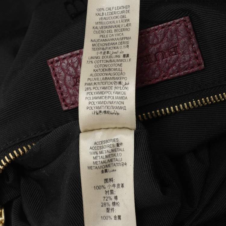 Pre Owned Burberry Burgundy Embossed Leather Medium Orchard Bowler Bag