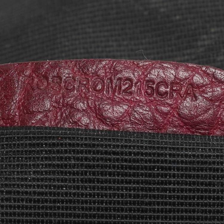Pre Owned Burberry Burgundy Embossed Leather Medium Orchard Bowler Bag