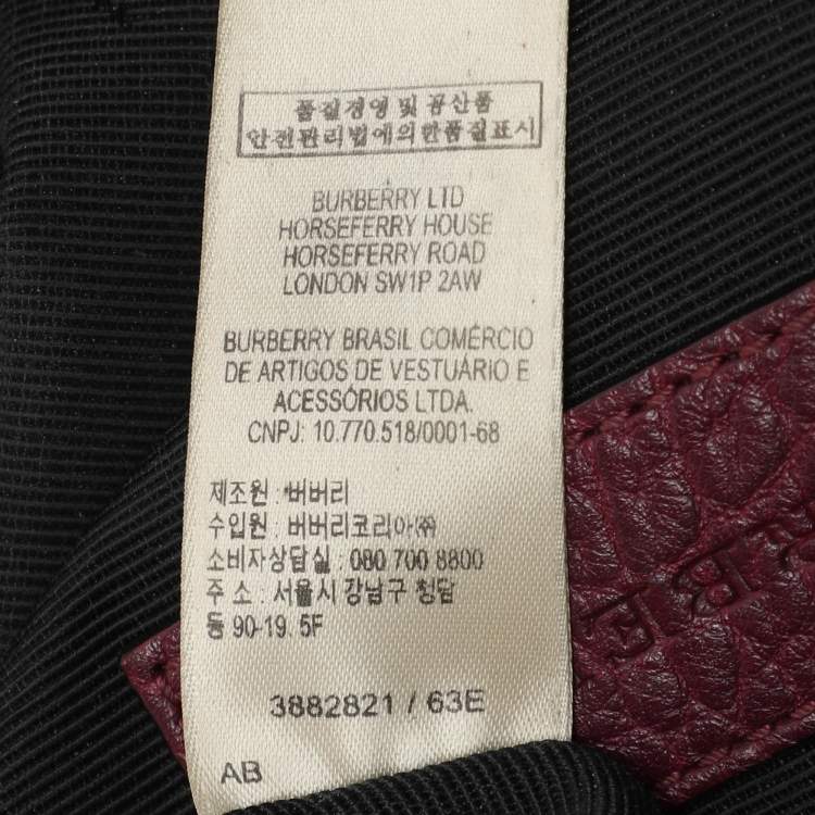 Pre Owned Burberry Burgundy Embossed Leather Medium Orchard Bowler Bag