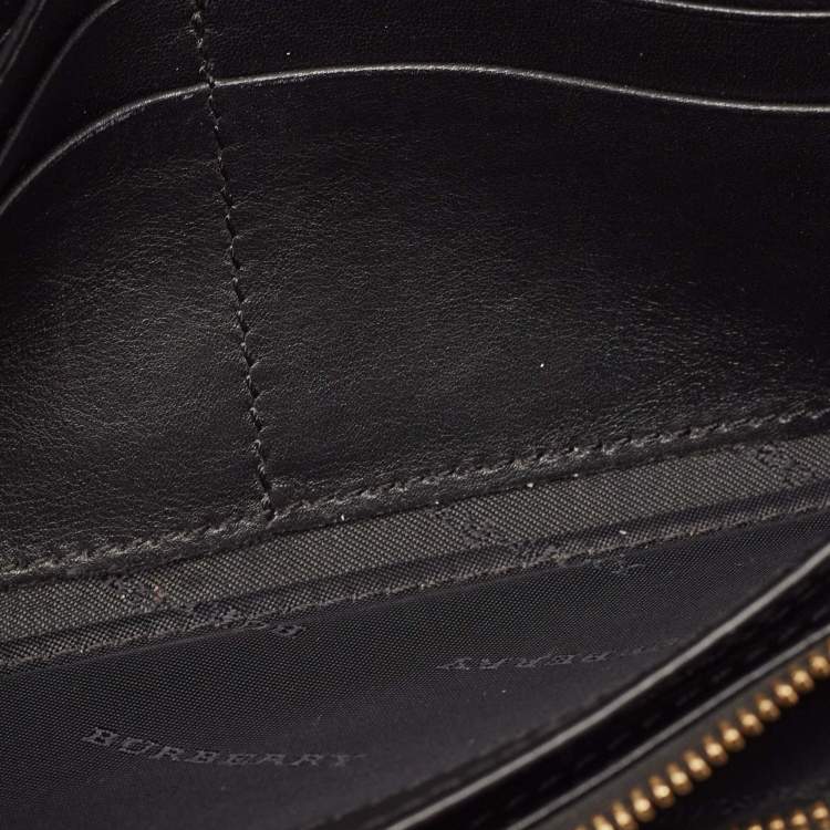 Pre Owned Burberry Beige/Black House Check Canvas and Leather Flap Continental Wallet