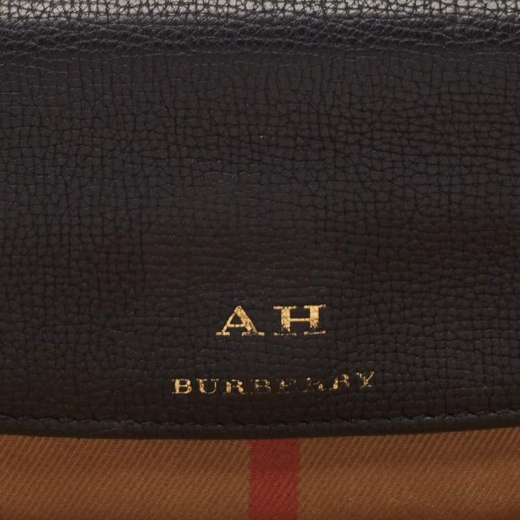 Pre Owned Burberry Beige/Black House Check Canvas and Leather Flap Continental Wallet