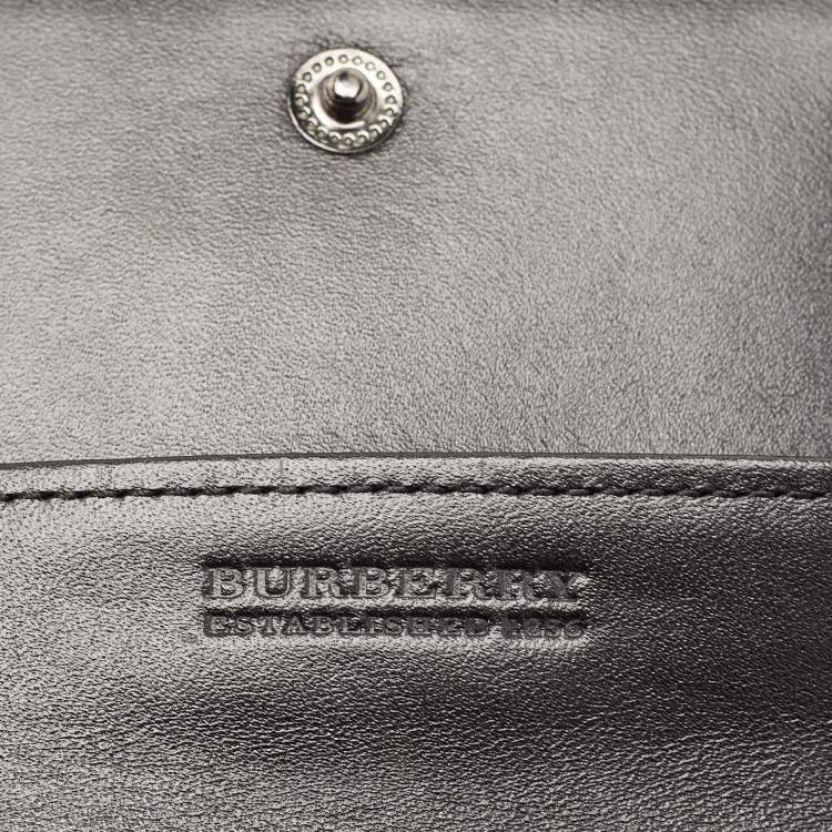 Pre Owned Burberry Black Novacheck Coated Canvas and Patent Leather Penrose Continental Wallet 