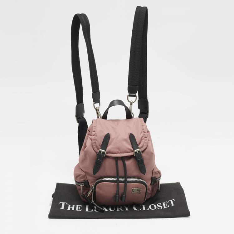 Pre Owned Burberry Mauve Pink Nylon Mini Drawstring Backpack