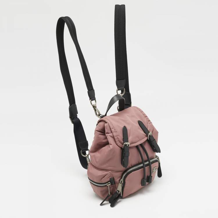 Pre Owned Burberry Mauve Pink Nylon Mini Drawstring Backpack