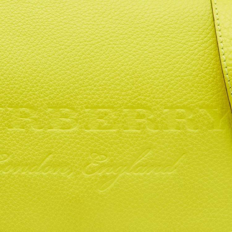 Pre Owned Burberry Neon Yellow Leather Small Burleigh Shoulder Bag