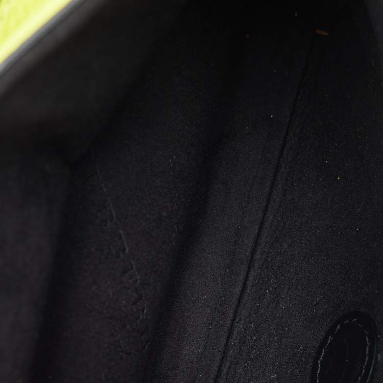 Pre Owned Burberry Neon Yellow Leather Small Burleigh Shoulder Bag