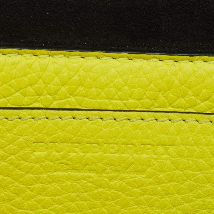 Pre Owned Burberry Neon Yellow Leather Small Burleigh Shoulder Bag