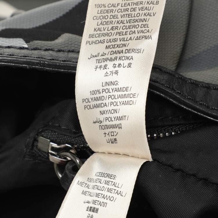 Pre Owned Burberry Grey/Black  Beat Check Nylon and Patent Leather Studded Hobo